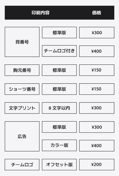 TEAM 印刷費用