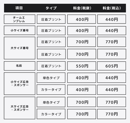 TEAM 印刷費用